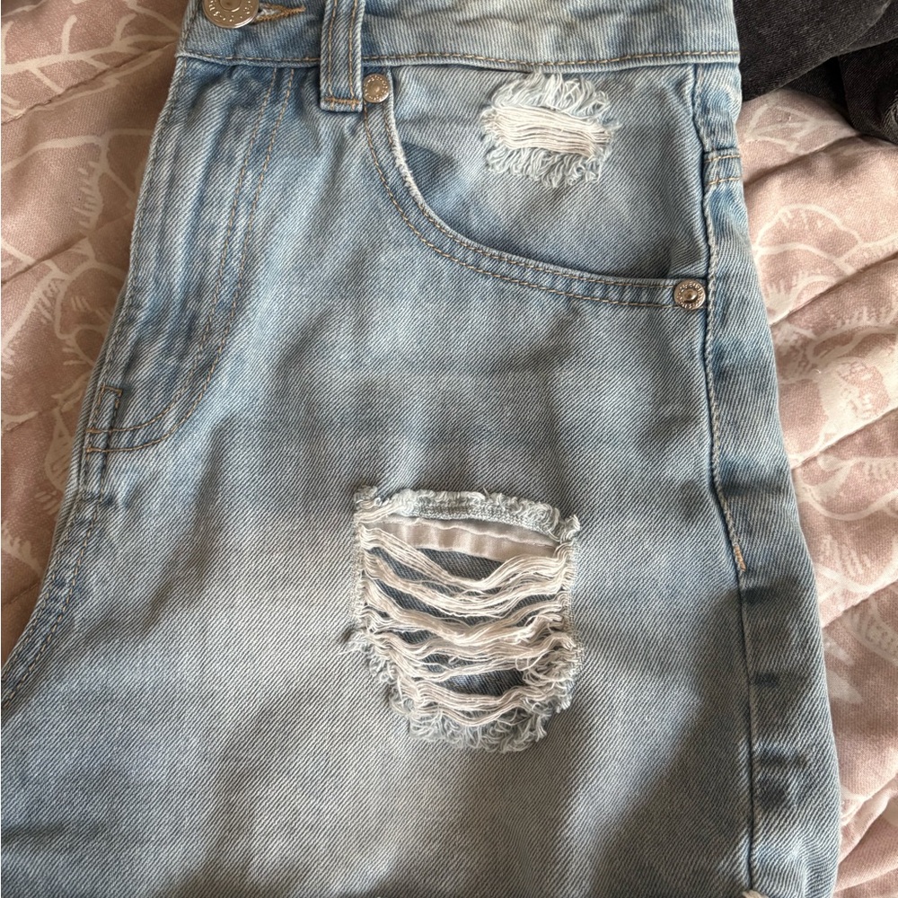 Charlotte Russe Blue Distressed Jean Shorts